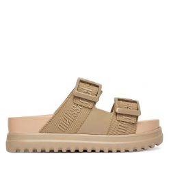 Klapki Melissa. Brązowe klapki damskie Melissa, bez wzorów, bez obcasa, bez zapięcia. Za 458.99 zł.