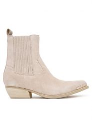Guess Kowbojki FLTLN2 SUE10 Beżowy. Brązowe botki damskie Guess, z aplikacjami, ze skóry, bez obcasa, na słupku, bez zapięcia. Za 839.99 zł.