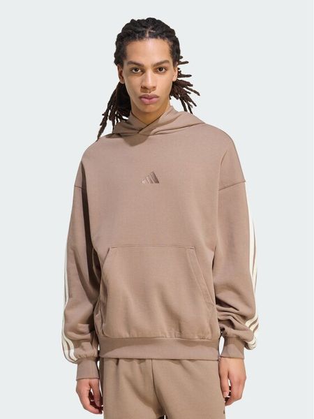 Adidas Bluza Kit 3-Stripes Hoodie KW2406 Beżowy Regular Fit. Brązowe bluzy męskie Adidas, m, bez wzorów, z bawełny, bez ramiączek, bez kaptura. Za 239.99 zł.