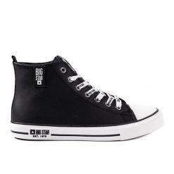 Czarne wysokie trampki męskie Big star KK174346. Czarne trampki męskie bez wzorów, eleganckie, bez zapięcia. Za 230.27 zł.