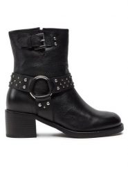 Bronx Botki New-Camperos 47535-U Czarny. Czarne botki damskie Bronx, bez wzorów, ze skóry, bez obcasa, na słupku, bez zapięcia. Za 759.99 zł.