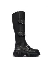 KARL LAGERFELD Kozaki Kreeper Wedge KL44490 Czarny. Czarne kozaki damskie KARL LAGERFELD, bez wzorów, ze skóry, bez obcasa, na płaskiej podeszwie, bez zapięcia. Za 1,599.00 zł.