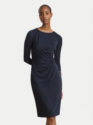 LAUREN RALPH LAUREN Sukienka dzianinowa 200P14033001 Granatowy Slim Fit. Niebieskie sukienki damskie Lauren Ralph Lauren, bez wzorów, z dzianiny, bez kołnierzyka, bez ramiączek. Za 1,199.00 zł.