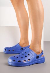 Niebieskie Klapki z Ażurową Cholewką Lumacine. Niebieskie klapki damskie Born2be, na lato, w ażurowe wzory, klasyczne, z okrągłym noskiem, bez obcasa, na płaskiej podeszwie, bez zapięcia. W wyprzedaży za 29.74 zł.