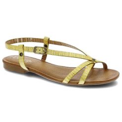 Żółte Sandały Maciejka Wygodne Skórzane Buty. Żółte sandały damskie Maciejka, bez wzorów, ze skóry, bez obcasa, na obcasie, bez zapięcia. Za 135.00 zł.