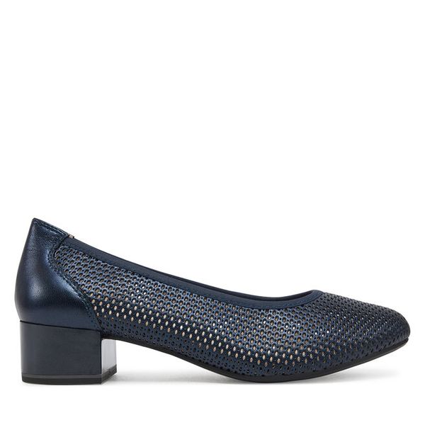 Czółenka Caprice. Niebieskie czółenka damskie Caprice, bez wzorów, bez obcasa, bez zapięcia. Za 271.99 zł.