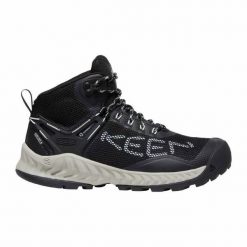 Buty KEEN Nxis Evo Mid Wp Glass KE-1025911 czarne. Czarne obuwie trekkingowe damskie bez zapięcia. Za 682.71 zł.