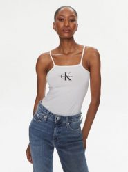 Calvin Klein Jeans Body Monologo J20J223421 Biały Slim Fit. Białe body Calvin Klein Jeans, bez wzorów, z bawełny. Za 129.99 zł.