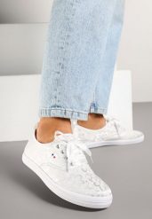 Białe Tenisówki w Kwiatowy Wzór Telanilisa. Białe trampki i tenisówki damskie Born2be, bez wzorów, z jeansu, bez zapięcia. Za 44.99 zł.