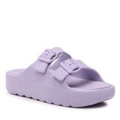 Klapki Gap. Fioletowe klapki damskie GAP, bez wzorów, bez obcasa, bez zapięcia. Za 159.99 zł.