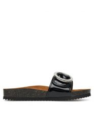 Caprice Klapki 9-27401-44 Czarny. Czarne klapki damskie Caprice, bez wzorów, z lakierowanej skóry, bez obcasa, bez zapięcia. Za 189.99 zł.