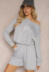 Szary Komplet Dresowy 2-Częściowy Bluza Krótsza i Luźne Spodenki Szorty Frania. Szare bluzy damskie Renee, m, bez wzorów, z dresówki, bez ramiączek, bez kaptura. Za 44.99 zł.