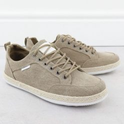 Półbuty męskie espadryle khaki Nowacki 0017-E. Brązowe półbuty męskie Nowacki, bez wzorów, z materiału, bez obcasa, bez zapięcia. Za 119.99 zł.