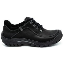 KOMODO Buty męskie trekkingowe skóra 917K czarne. Czarne trekkingi męskie ze skóry, bez zapięcia. Za 362.62 zł.