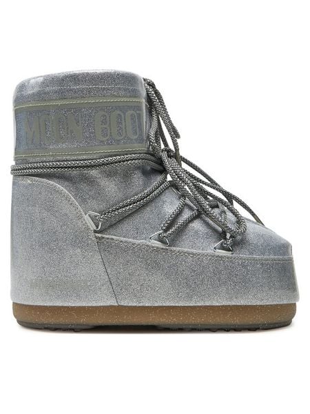 Moon Boot Śniegowce Icon Low Glitter 80D1409440 Srebrny. Szare śniegowce damskie Moon Boot, ze skóry, bez zapięcia. Za 839.99 zł.