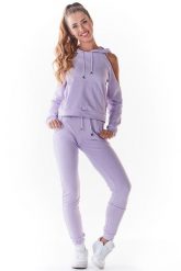 Dresowe Spodnie z Cienkiej Dzianiny - Purpurowe. Fioletowe spodnie dresowe damskie Infinite You, bez wzorów, z bawełny. Za 167.90 zł.