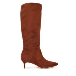 Kozaki LAUREN RALPH LAUREN. Brązowe kozaki damskie Lauren Ralph Lauren, bez wzorów, bez obcasa, na szpilce, bez zapięcia. Za 1,199.00 zł.
