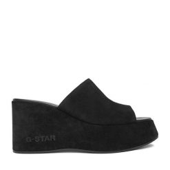 Klapki G-Star. Czarne klapki damskie G-Star, bez wzorów, retro, bez obcasa, bez zapięcia. Za 263.99 zł.
