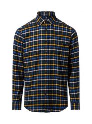 Andrew James koszula flanelowa Mężczyźni Regular Fit Bawełna niebieski|żółty, XL. Niebieskie koszule męskie Andrew James, m, bez wzorów, z bawełny, eleganckie, bez kołnierzyka, bez ramiączek. Za 139.95 zł.