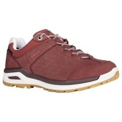 Buty trekkingowe damskie Lowa Locarno Low Gtx. Czerwone obuwie trekkingowe damskie Lowa, z materiału, bez zapięcia. Za 626.20 zł.