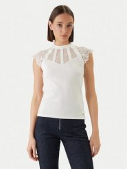 Morgan Bluzka 222-DEMANE Biały Regular Fit. Białe bluzki damskie Morgan, s, bez wzorów, z syntetyku, bez kołnierzyka, bez ramiączek. Za 179.99 zł.