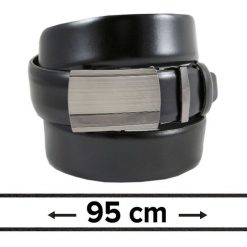 Pasek Czarny do Spodni 95 cm, Automatyczna Klamra, Skórzany, Elegancki -VICTORIO. Czarne paski męskie Victorio, ze skóry, eleganckie. Za 99.00 zł.