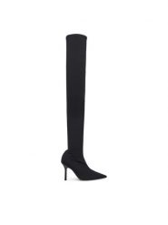 Patrizia Pepe Kozaki 8Y0127 J346 Czarny. Czarne kozaki damskie Patrizia Pepe, bez wzorów, z materiału, bez obcasa, na szpilce, bez zapięcia. Za 2,329.00 zł.
