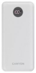 Canyon PB-2002 LED 20000 mAh PD 20W QC 3.0 biały. Białe powerbanki . Za 99.90 zł.