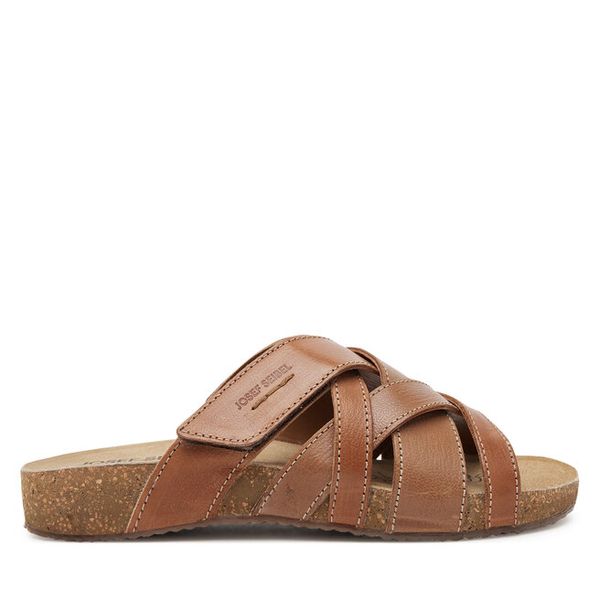 Klapki Josef Seibel. Brązowe klapki damskie Josef Seibel, bez wzorów, bez obcasa, bez zapięcia. Za 269.99 zł.