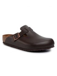 Birkenstock Klapki Boston 60101 Brązowy. Brązowe klapki męskie Birkenstock, bez wzorów, ze skóry, bez zapięcia. Za 499.99 zł.