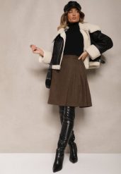 Brązowa Rozkloszowana Spódnica Preppy z Plisami Enavirra. Brązowe spódnice damskie Renee, na co dzień, l, bez wzorów, klasyczne, mini, proste. Za 119.99 zł.