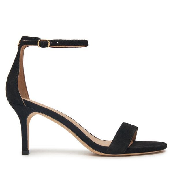 Sandały LAUREN RALPH LAUREN. Czarne sandały damskie Lauren Ralph Lauren, bez wzorów, bez obcasa, na szpilce, bez zapięcia. Za 629.99 zł.