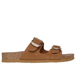 Sandały damskie Skechers Boho Clic Arch fit. Brązowe sandały damskie Skechers, bez wzorów, bez obcasa, bez zapięcia. Za 366.50 zł.