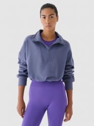 4F Bluza dresowa bez kaptura damska 4F x Anna Lewandowska - granatowa M. Niebieskie bluzy damskie 4F, m, bez wzorów, z bawełny, sportowe, bez ramiączek, bez kaptura. W wyprzedaży za 139.99 zł.