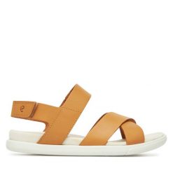 Sandały ECCO. Brązowe sandały damskie ecco, bez wzorów, bez obcasa, na płaskiej podeszwie, bez zapięcia. Za 329.99 zł.