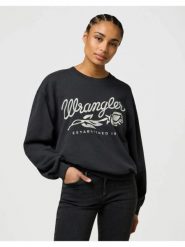 DAMSKA BLUZA WRANGLER OVERSIZED SWEAT FADED BLACK 112370826. Czarne bluzy damskie Wrangler, l, bez wzorów, bez ramiączek, bez kaptura. Za 169.99 zł.