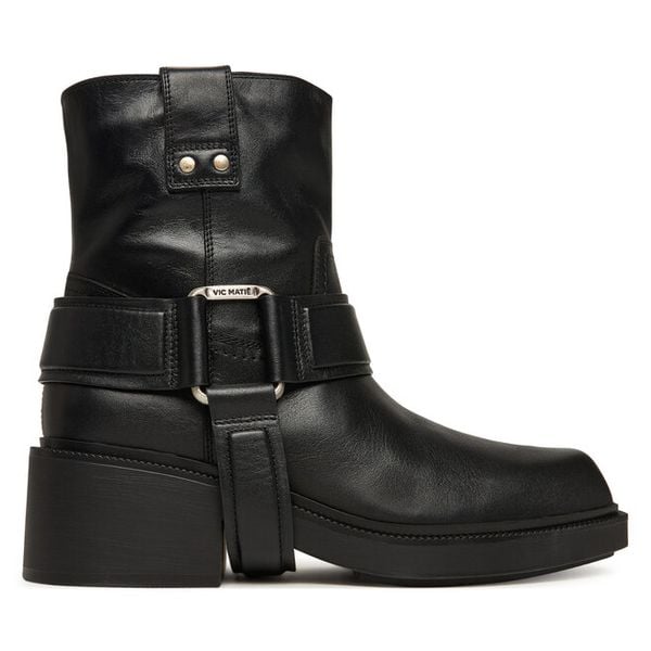 Botki Vic Matié. Czarne botki damskie Vic Matié, bez wzorów, bez obcasa, na słupku, bez zapięcia. Za 1,859.00 zł.