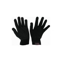Rękawiczki jeździeckie dzianinowe Tricot. Czarne rękawiczki męskie FOUGANZA, bez wzorów, z dzianiny. W wyprzedaży za 9.99 zł.