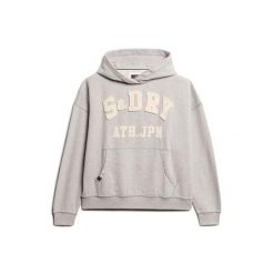 Bluza damska z kapturem Superdry Athletic Essentials. Szare bluzy damskie Superdry, l, bez wzorów, prążkowane, eleganckie, bez ramiączek, z kapturem. Za 369.10 zł.