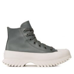 Botki Converse. Szare botki damskie Converse, bez wzorów, retro, bez obcasa, na płaskiej podeszwie, bez zapięcia. Za 399.99 zł.