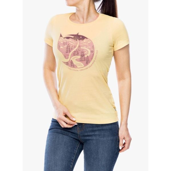 Koszulka lifestylowa damska Fjallraven Arctic Fox Print T-shirt. Żółte koszulki sportowe damskie Fjällräven, bez wzorów, bez ramiączek. Za 193.99 zł.