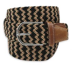 Pasek Elastyczny, Pleciony, Beżowo-Czarny, do Spodni, Casualowy, Parciany -ALTIES. Brązowe paski męskie Alties, z elastanu. Za 59.00 zł.