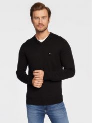 Tommy Hilfiger Sweter Pima MW0MW28047 Czarny Regular Fit. Czarne swetry męskie Tommy Hilfiger, m, bez wzorów, z bawełny, bez kołnierzyka, bez ramiączek. Za 469.99 zł.