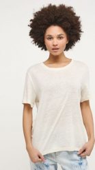 Mustang Mustang damska koszulka t-shirt ALINA C LINEN 1013788 2045 XS. Bluzki damskie Mustang, xs, bez wzorów, bez kołnierzyka, bez ramiączek. Za 139.99 zł.