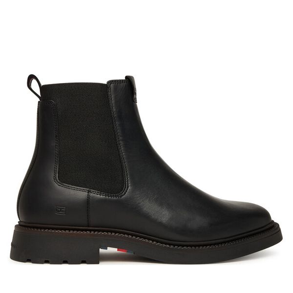 Sztyblety Tommy Hilfiger. Czarne botki męskie Tommy Hilfiger, bez wzorów, bez obcasa, bez zapięcia. Za 439.99 zł.