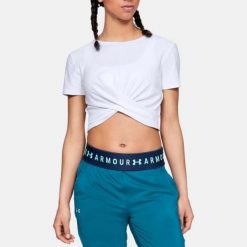 Under Armour Koszulka damska Lightweight Lux Crop Tee biała r. XL (1305484-100). Białe bluzki damskie Under Armour, xl, bez wzorów, bez kołnierzyka, bez ramiączek. Za 58.40 zł.
