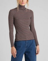DAMSKI SWETER LEE LS STRIPED RIB TEE BURNT OCRA L40SYLOM 112108741. Swetry nierozpinane damskie Lee, l, bez wzorów, bez kołnierzyka, bez ramiączek. Za 129.99 zł.