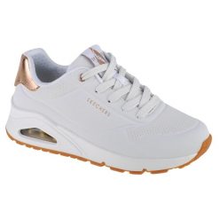 Buty sportowe Sneakersy damskie, Skechers Uno-Golden Air. Białe obuwie sportowe damskie Skechers, bez wzorów, z gumy, bez zapięcia, trekkingowe. Za 349.99 zł.