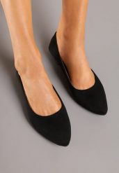 Czarne Balerinki w Klasycznym Stylu Mirvia. Czarne balerinki damskie Born2be, bez wzorów, z jeansu, eleganckie, bez obcasa, bez zapięcia. Za 44.99 zł.