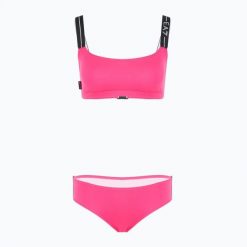Strój kapielowy dwuczęściowy damski EA7 Emporio Armani Logo Tape Bikini Top. Czerwone stroje kąpielowe damskie EA7 Emporio Armani, l, z aplikacjami, z elastanu. Za 266.99 zł.